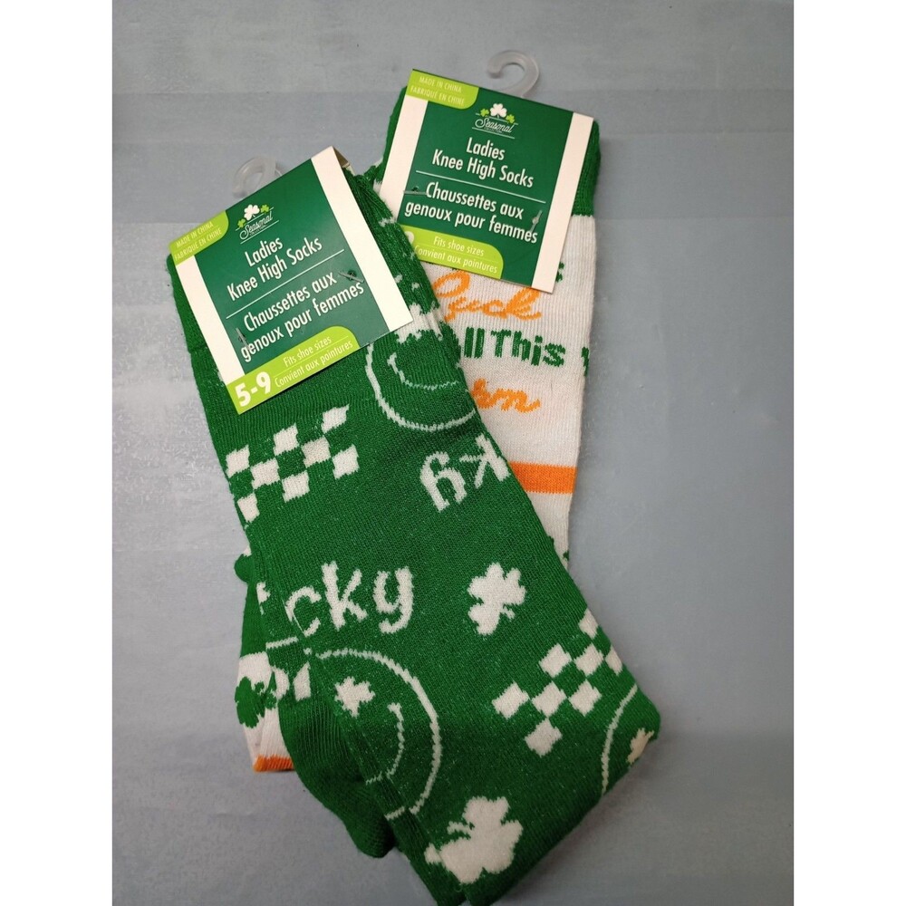 Ladies Knee High Socks St Patrick's Day 2 Pack (Different Variety)